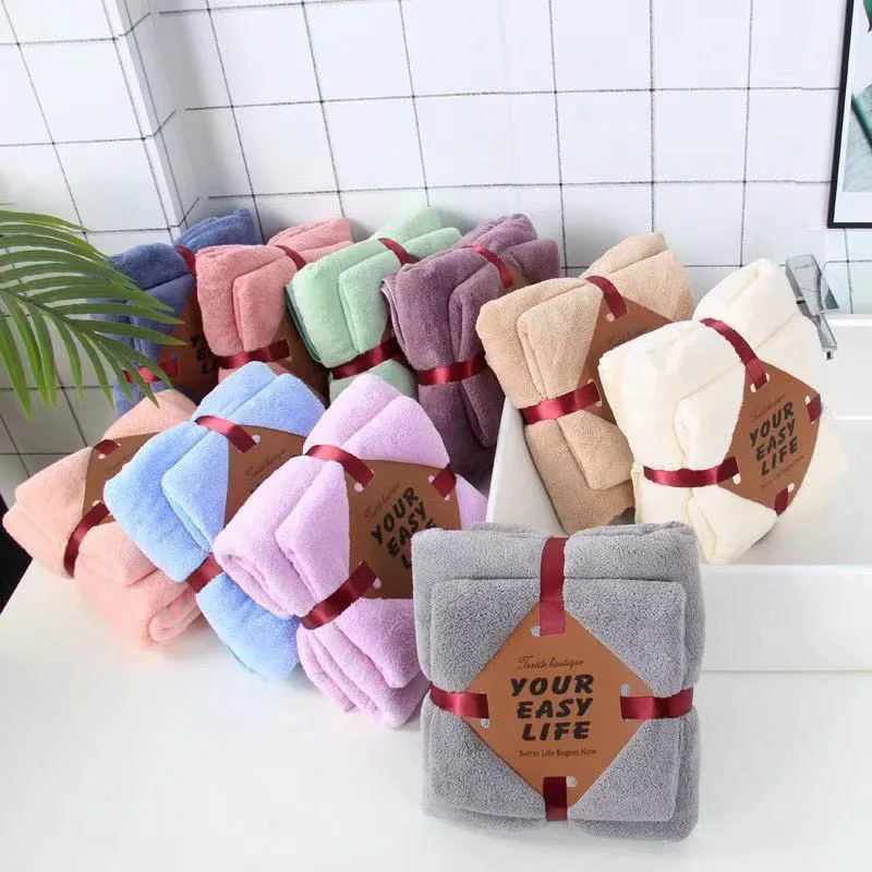 2 шт./компл. Ванна Полотенца, набор, Одноцветный Цвет большой толстый Ванна Полотенца Ванная комната рук лица душ Полотенца s дома для взрослых и детей