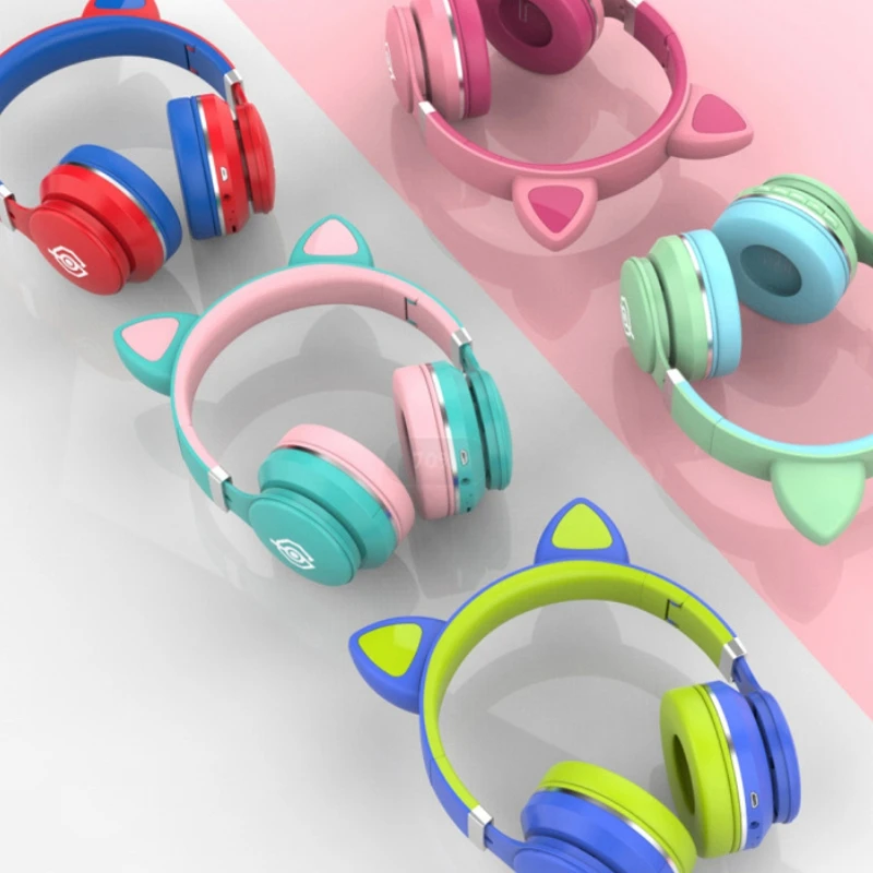 Auriculares inalámbricos con Bluetooth y dibujos animados para niña,  audífonos RGB trideslumbrantes LED Oreja de Gato s para Apple/Android, Gato  de Color|Auriculares y audífonos| - AliExpress