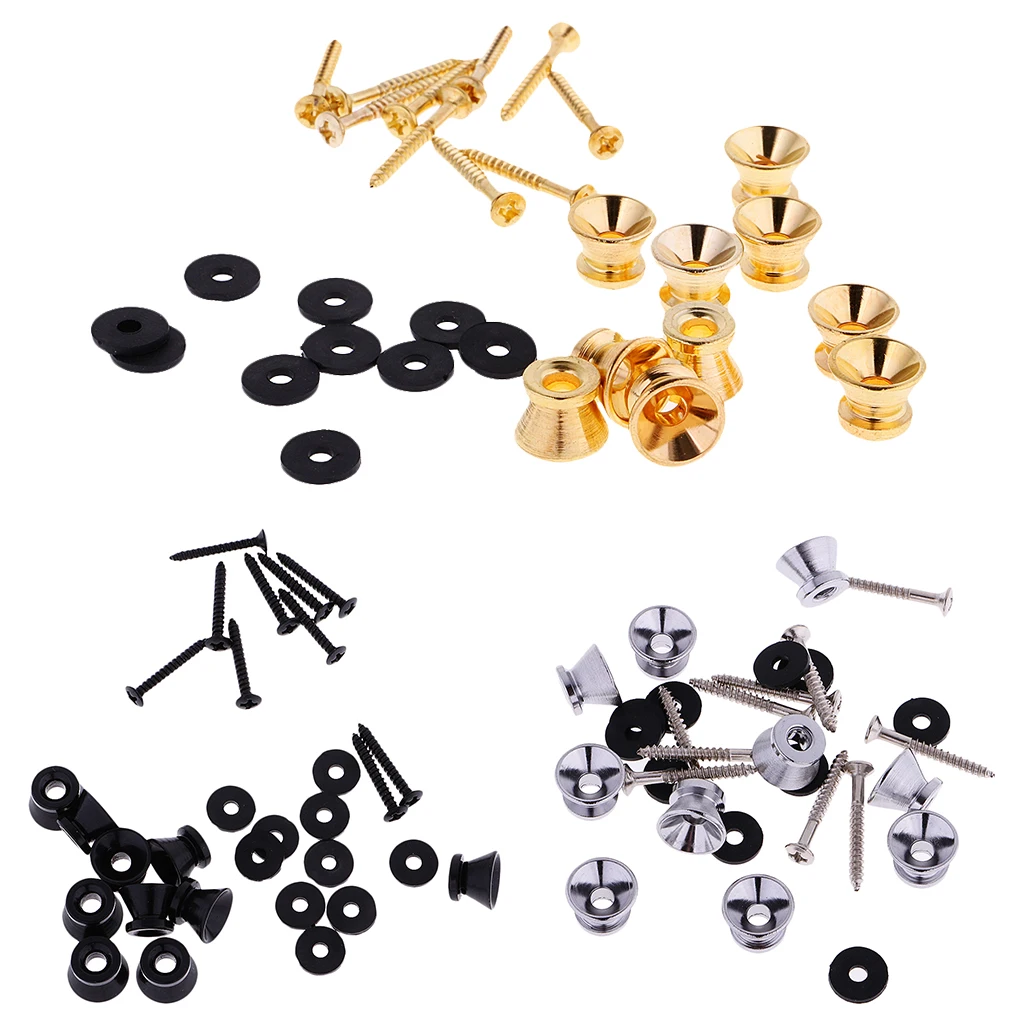 10Pcs Strap Button Lock Pin For Guitar/Ukulele/Bass Accs Replacement W/Screw