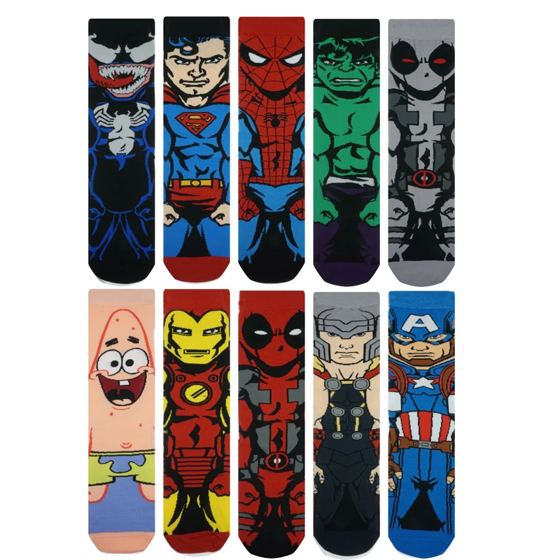 Men's autumn winter cotton funny crew socks cartoon Avengers Socks