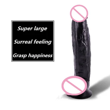 Black Giant Dildo Huge Thick Dildos Suction Cup Long Dong High Quality Suck Penis For Vagina Penis Lesbian Masturbation (31CM) 2