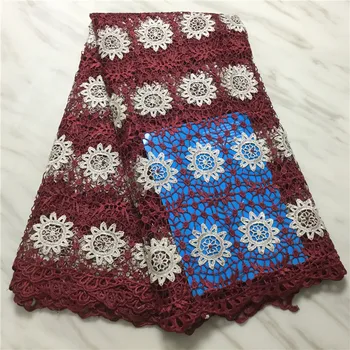 

Hot sale wine African water soluble lace fabric, the latest style of Nigeria lace fabric FFP1016