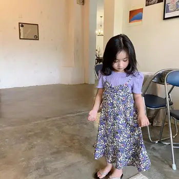 

2020 new girls 2 pcs set blouse+floral dress fashion summer girls suit 2-7 years HV741