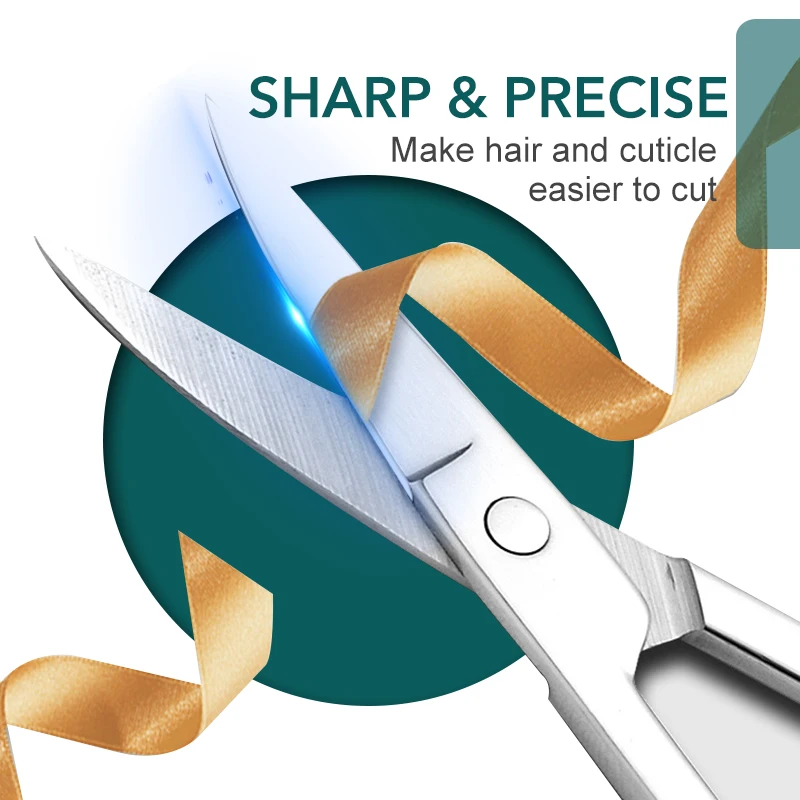 1Pcs Eyebrow Scissors Curved Blade Professional Stainless Steel Manicure Precision Trimmer Eyelash Nose Hair Remover Tool 3