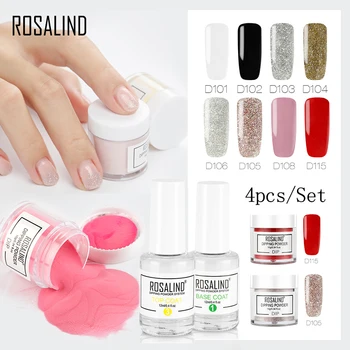 

ROSALIND Dipping Nail Powders Set Base Coat Gradient French Nail Natural Color Holographic Glitter Cure Nail Art For Manicure