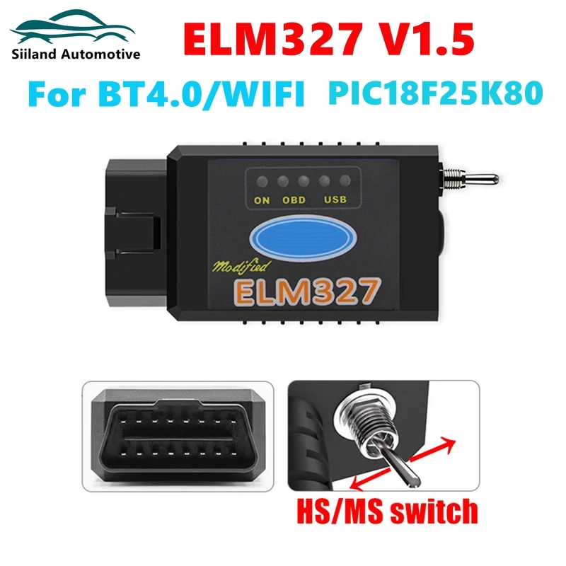 Автомобильный сканер HS CAN/MS CAN переключатель ELM327 V1.5 чип PIC18F25K80 BT4.0 и Wi-Fi elm 327 1 5 для