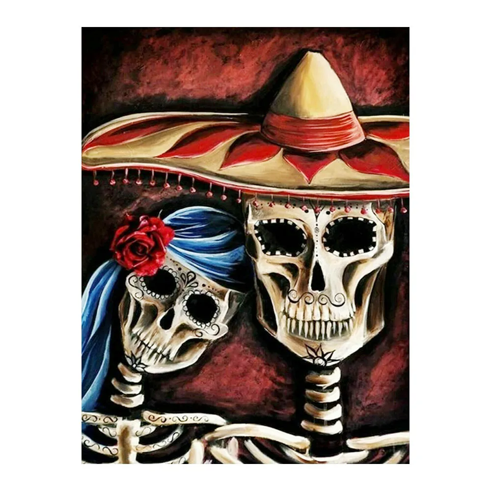 Романтический скелеты пара алмазная живопись круглый полный дрель Портрет