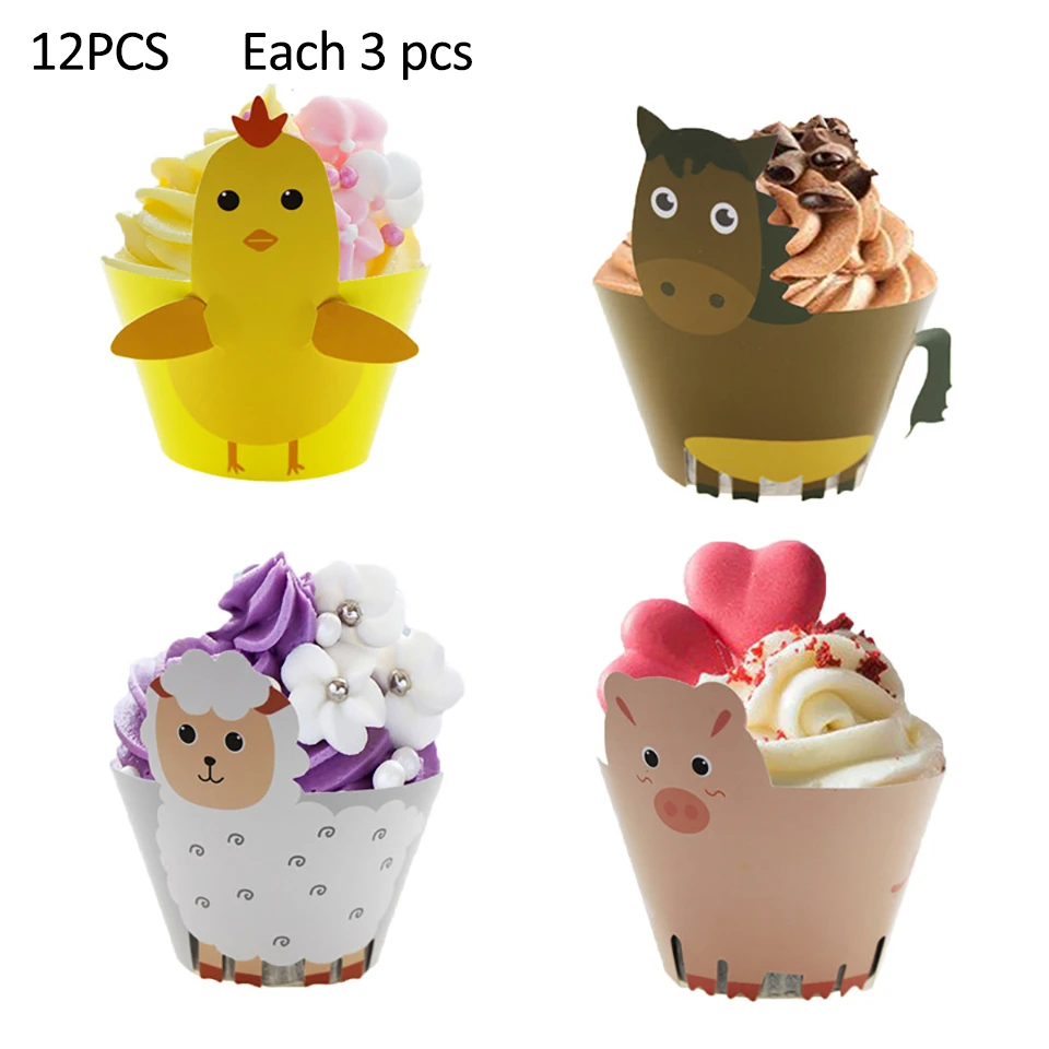 1Set Farm Animal Balloons Set Animal Candy Bags Cow/Pig/Sheep Cake Wrappers for Kids DIY Farm Animals Birthday Party Decorations