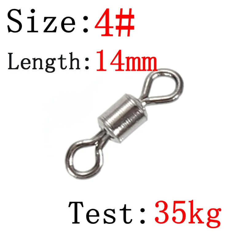 50pcs High Quality Ball Bearing Rolling Fishing Swivel Solid Rings Sea Fishing Hook Connector - Цвет: size 4