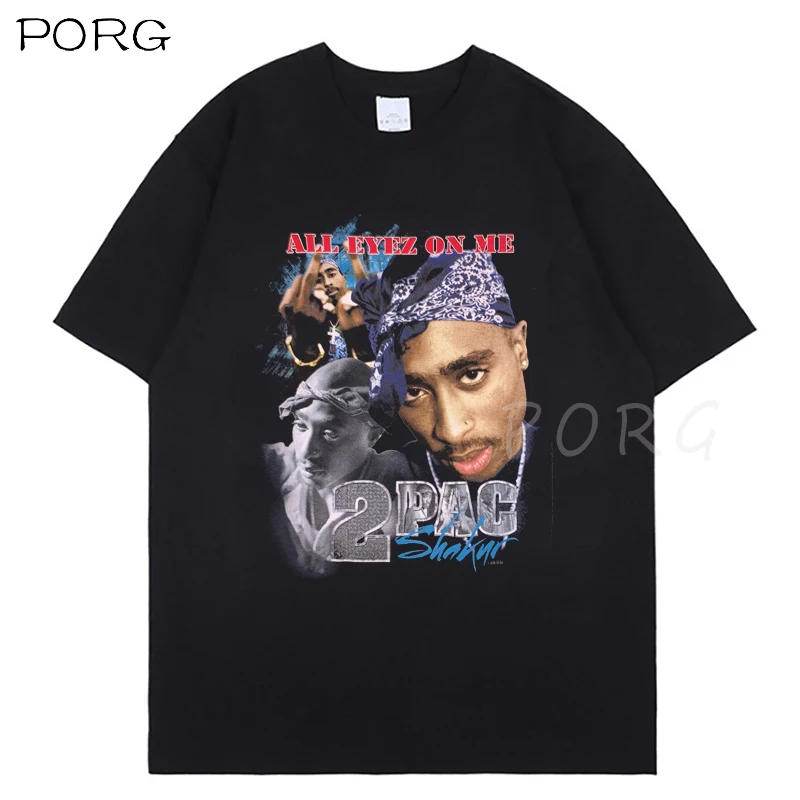 Tupac 2pac negro camiseta Shakur Hip Hop Makaveli rapero famoso gran matón joven Koba La J Cole Hiphop ropa de calle estilo rapero