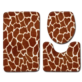 

Animal Pattern 3D Pattern Carpet Toilet Non-slip Floor Mat 3 Piece Flannel Bathroom Rug Absorbent Sponge Floor Pads Seat