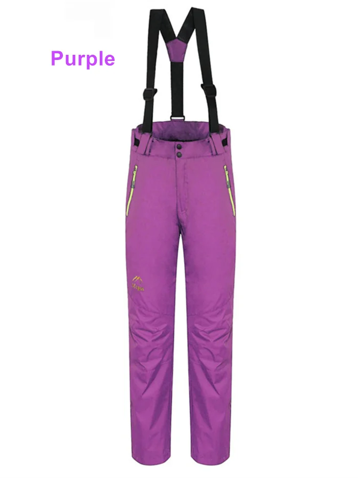 6 цветов для женщин Спорт на открытом воздухе снег лыжный комбинезон брюки для сноуборда съемные подтяжки Одежда Твердые сноуборд брюки - Цвет: Фиолетовый