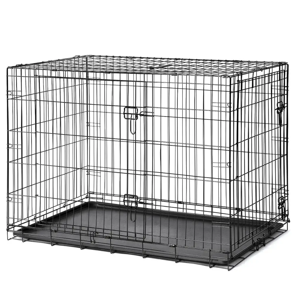 30-inch Metal Dog Playpen with Double Doors Folding Dog Kennel Cage Wire Mesh Pet Cage Crate for Puppy Cats Rabbits Small Dogs
