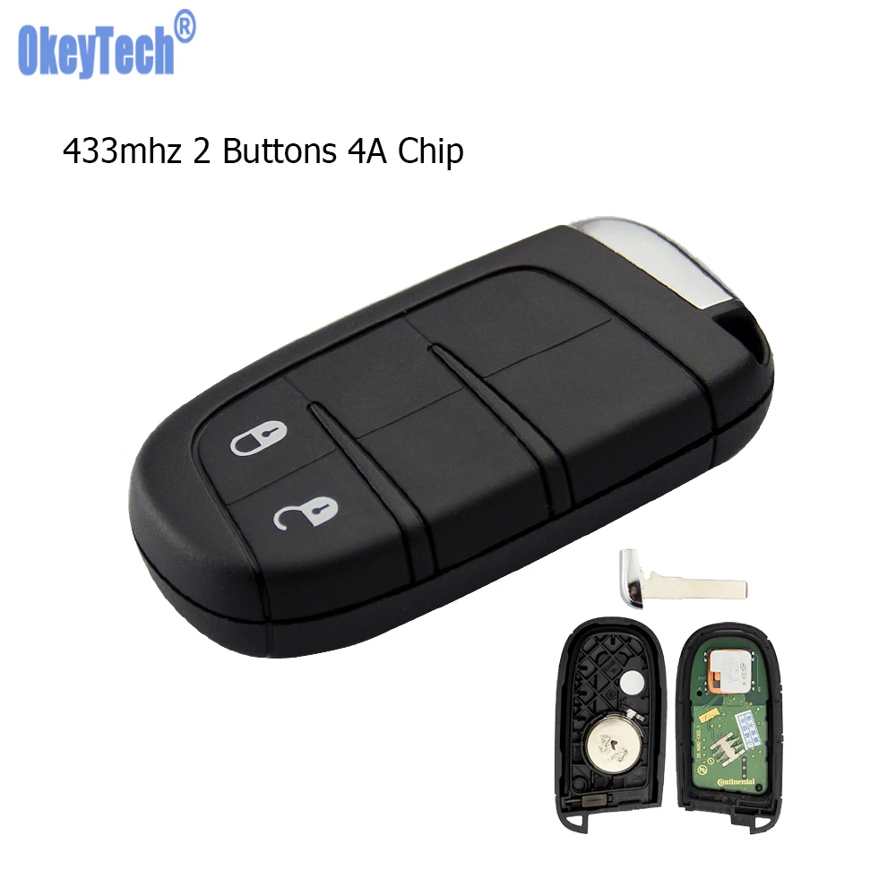 US $18.58 OkeyTech Smart Remote Control Key For Jeep Renegade Compass M3N40821302 Keyless Entry SIP22 Blade 433mhz 4A Chip 2 Buttons