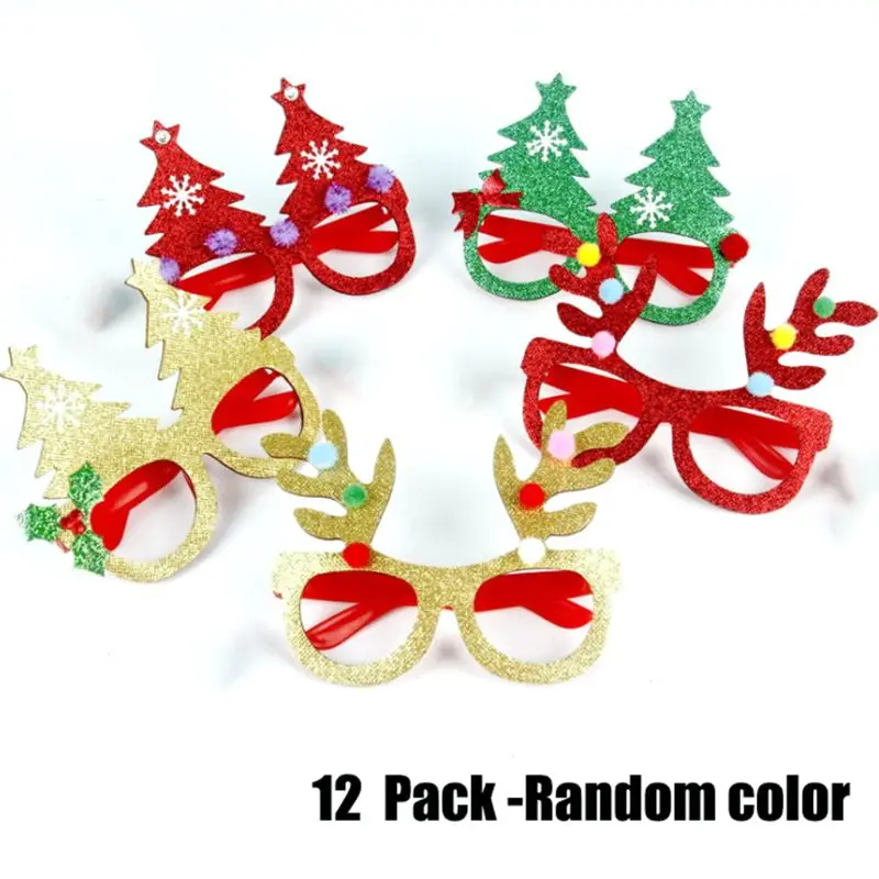 12 12 Pcs Novelty Christmas Glasses- Creative Funny Eyewear, Happy New Year Celebration, Holiday Costume Party Supplies for and