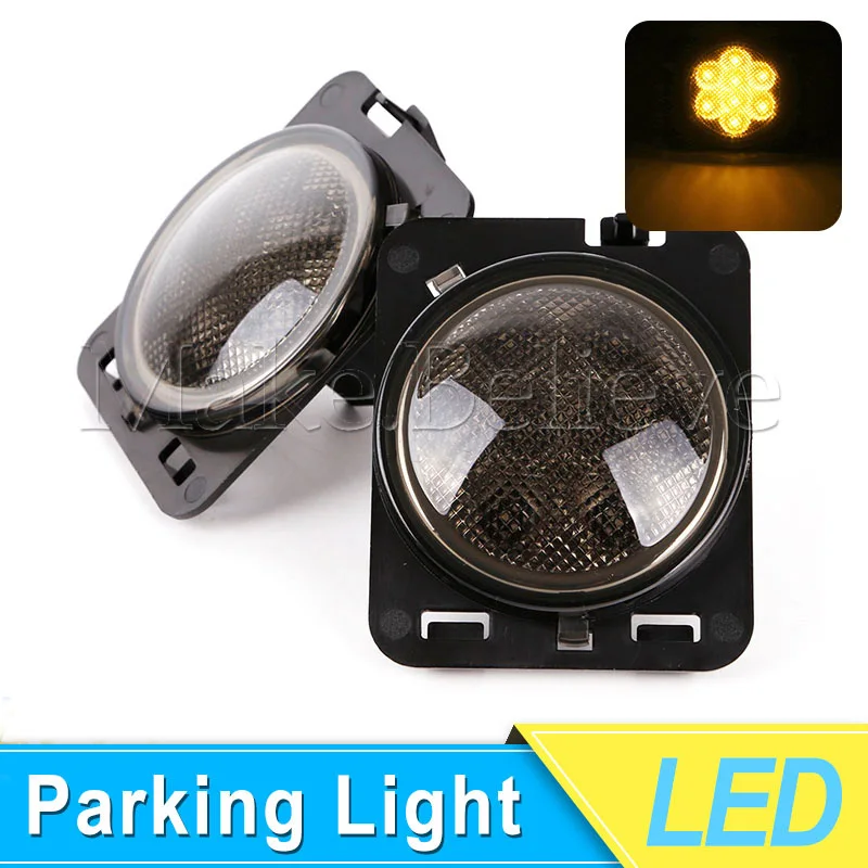 

Pair Smoked Parking Side Marker LED Light Front for 07-15 JEEP WRANGLER Front Fender Smoked Amber LED Parking Side Lights