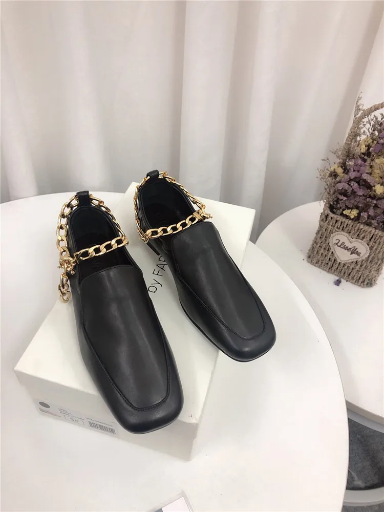 

Women's shoes spring and autumn single shoes European and American style leather loafers high quality flat shoes fashion square