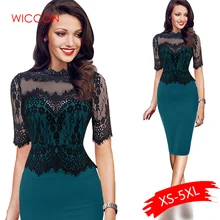 Женское элегантное винтажное платье с коротким кружевным рукавом, Повседневные Вечерние платья для особых случаев, облегающее цельное платье