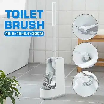 

Silicone Toilet Brush With Holder Set Plastic Toilet Bowl Brush Wall-mounted or Floor-Standing Bathroom Toilet Cleaning Brush