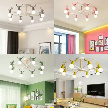 

Nordic Macaron Antler Light Chandelier Post-modern LED Chandeliers Lighting Bedroom Dining Room Living Room Decor Light Fixtures