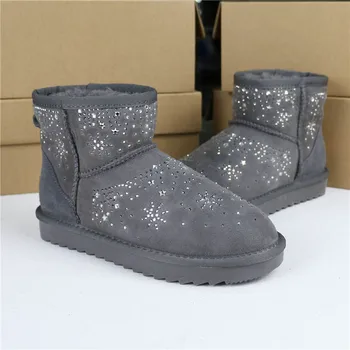 

Top Quality Warm Winter Boots Women Shoes 2020 Genuine Cowhide Leather 100% Natural Fur Shoes Women Snow Boots Women Boots