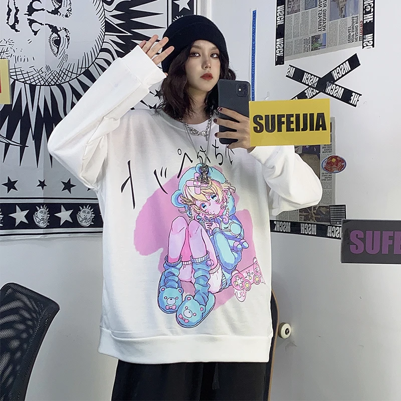 Толстовка Женская 2021 новая весенняя одежда в Корейском стиле-Стиль Ins Harajuku Стиль