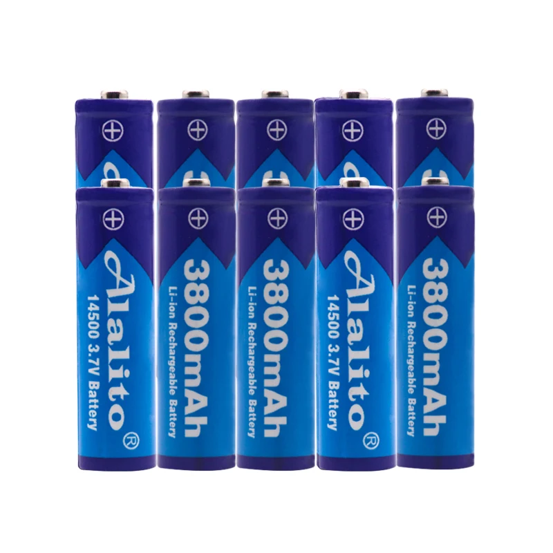 2-20 шт Alalito AA 14500 3800mah 3,7 V литий-ионная аккумуляторная батарея и светодиодный фонарик