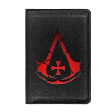 

Classic Templar Assassin Cross Passport Cover Men Women Leather Slim ID Card Travel Holder Pocket Wallet Purse Money Case