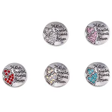 20 штук кнопки 18 мм двойное сердце защелки для защелки браслетов подходят к Имбирные печенья ювелирных изделий с украшением в виде кристаллов на кнопках