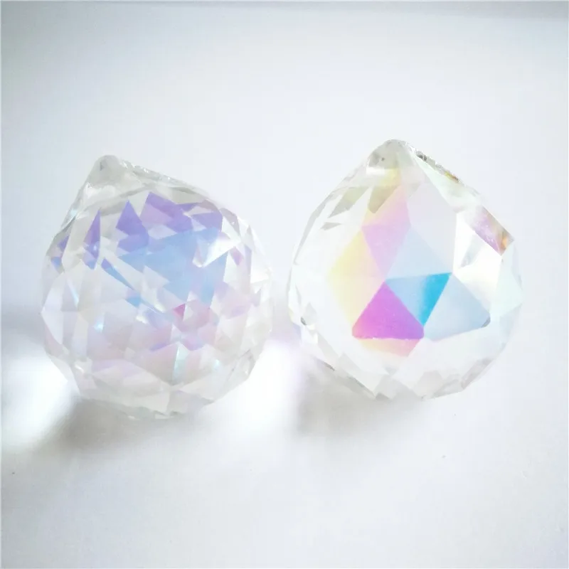 Free Shipping  20mm 30mm 40mm 100pcs Mix Color Crystal Faceted Lighting Balls Hanging Lamp Parts For Diy Suncatcher