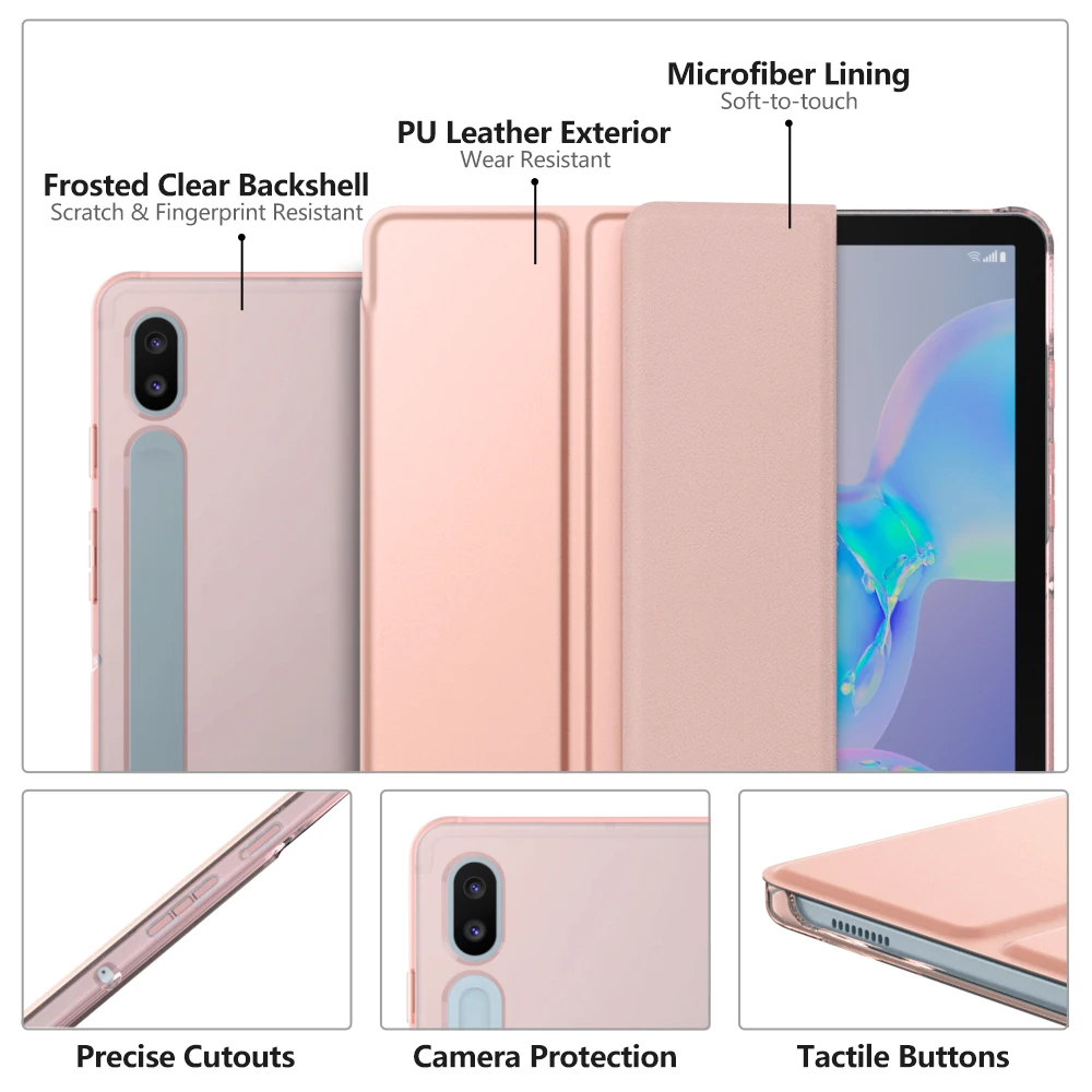 Capa para Samsung Galaxy Tab s6 Concha Fina e Ultrafina Tampa com Três Dobras Costas Foscas Despertar e Dormir Automaticamente 10.52023 - Imagem 2