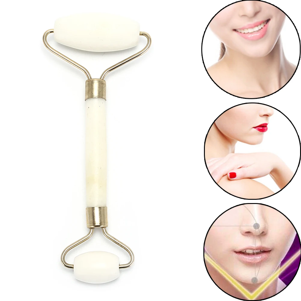 1Pcs Double Head Face Jade Massager White Roller Massager Eye Neck Facial Relax Thin Face Body Beauty Health Care Tools