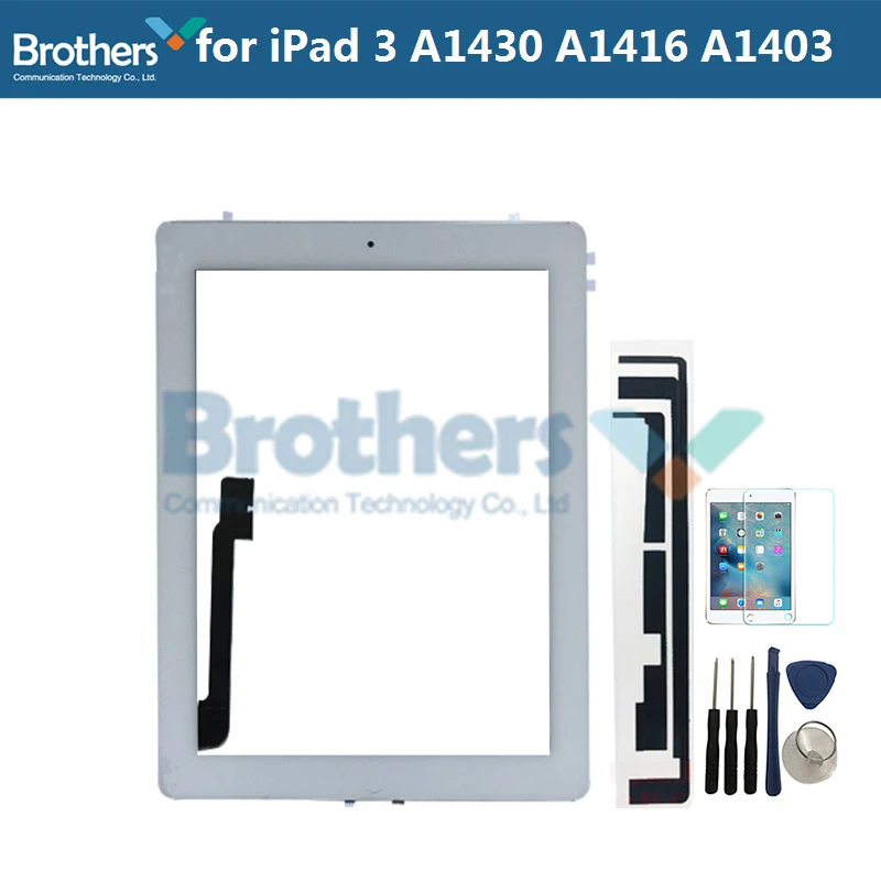 9,7 для iPad 3 A1416 A1430 A1403 сенсорный экран дигитайзер Сенсорная панель Замена планшета для iPad 3 экран с домашней кнопкой - Цвет: WhiteButtonToolGlass