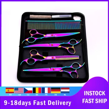 

5 Pcs Professional Hair Cutting Scissors Hair Thinning Shears Barber Scissors Set Hairstyling Salon Hairdressing Scissors Set