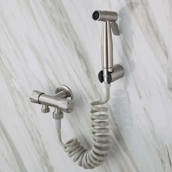 

Stainless Steel Bidet Sprayer Bathroom Toilet Hose Holder Cleaning floors