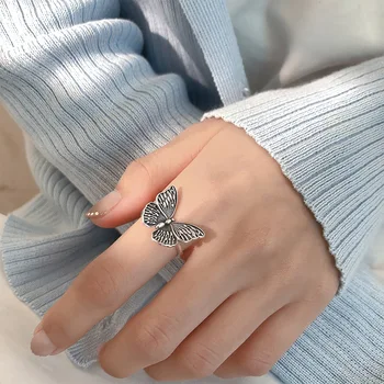 

New Charming Big Butterfly Finger Ring for Women Vintage Boho Knuckle Party Rings Gothic Punk Jewelry Gifts for Girls