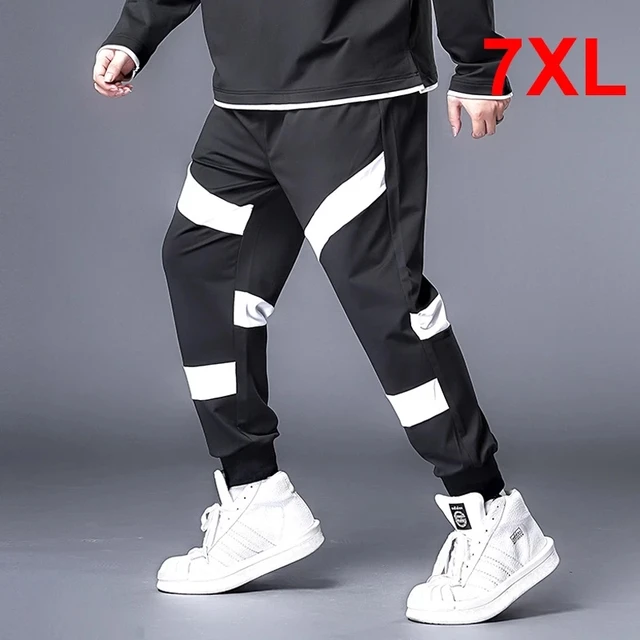 de chándal a rayas blancas hombre, ropa de calle masculina de estilo Hip Hop, holgados e informales, de talla grande 7XL, para primavera y verano - AliExpress