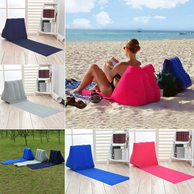 patio cushions Lazy Sleeping Air Bed Beach Matt Inflatable Beach Mat Recliner Camping Leisure Backrest Pillow Chair Folding Recliner Sofa Sofa bench cushions indoor