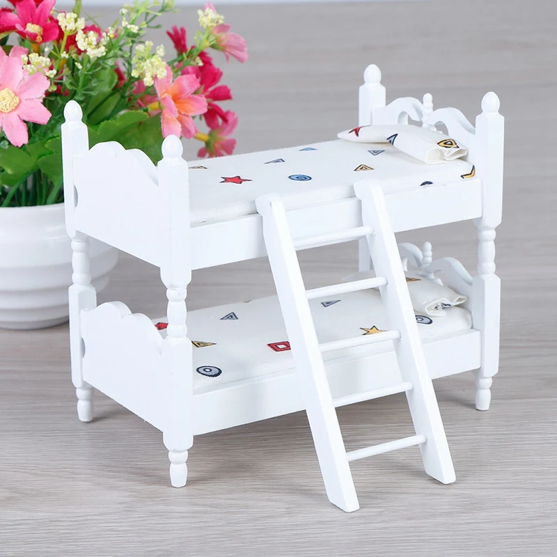  1:12 Handmade Toy House Children'S Play House Bedroom Bunk Bed Dolls Furniture Accessories Children