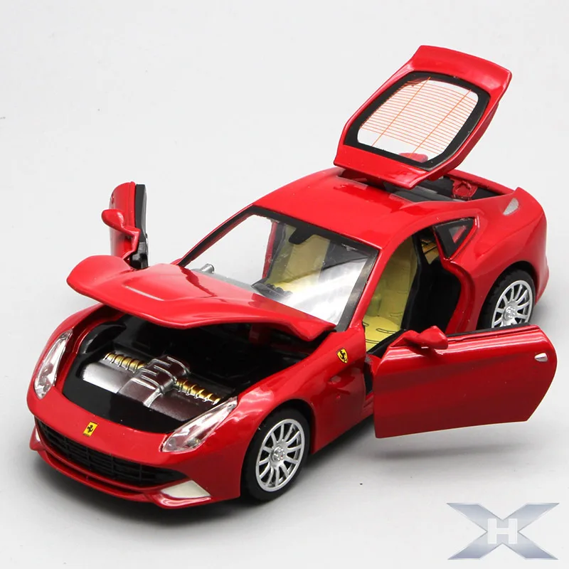 

1:32 high simulation superF12 alloy sports racing car model Sound and light pull back door car toy children's gift