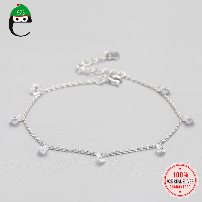 

ElfoPlataSi Minimalist CZ Beads Stick Chain Bracelet For Women Wedding Party Charm 925 Sterling Silver Fine Jewelry Gift DS2222