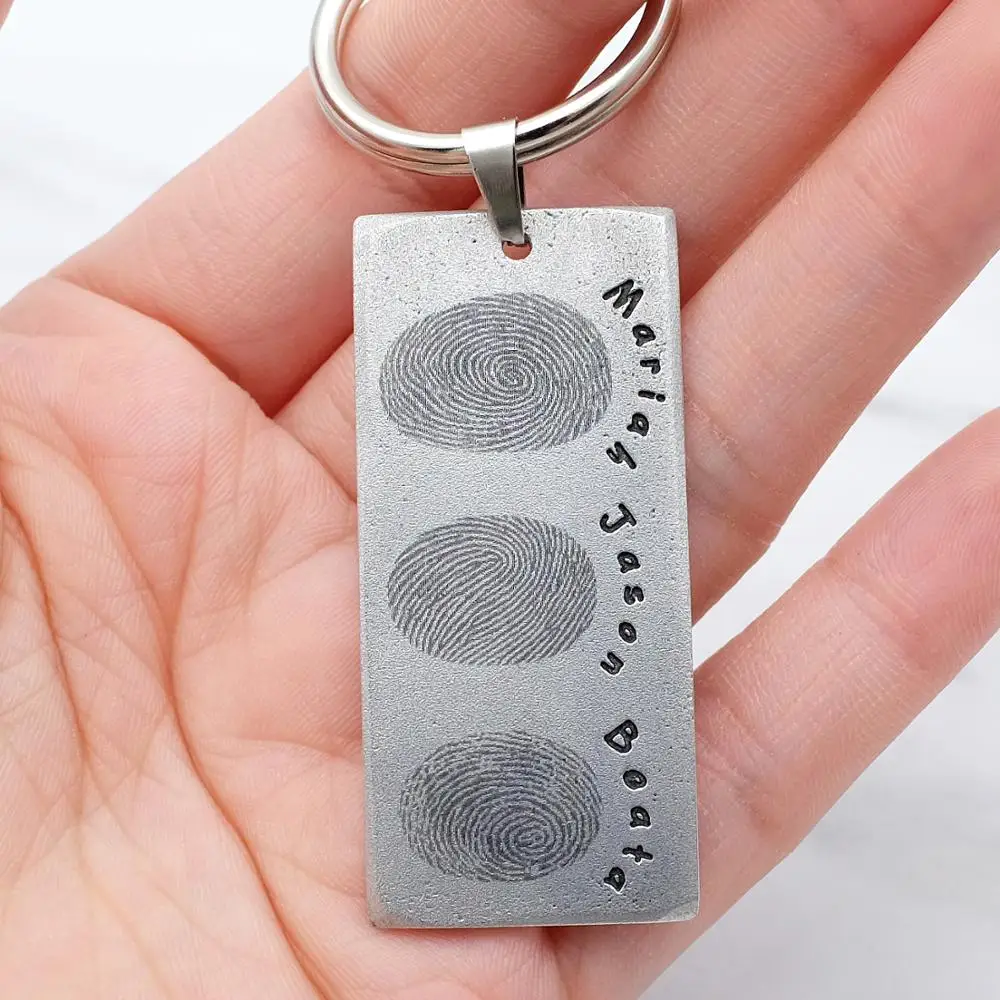 

Father Gift Actual Fingerprint Keychain Custom Fingerprint Keyring Memorial Gift Memorial Keychain Personalized Fingerprint Gift