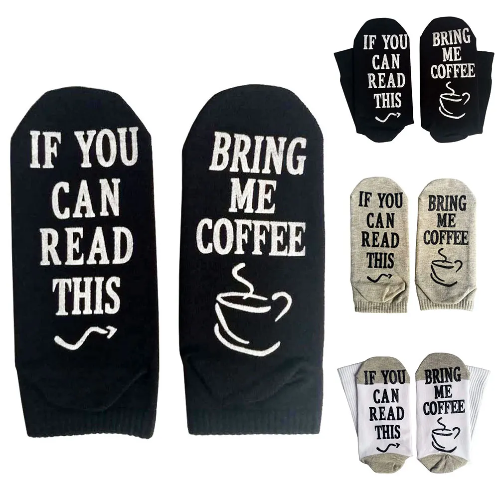 Новинка, женские носки, если вы можете прочесть это, Bring Me Some coffee, новинка, носки для мужчин, 3D буквы, носки без пятки, JL