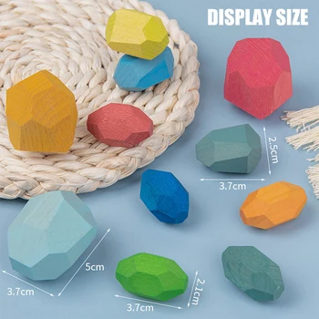

Children's Wooden Colored Stone Jenga Building Blocks Educational Toy Creative Nordic Style Stacking Game Rainbow Wooden Toys