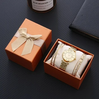 

Fashion 3pcs Set Women Watches Cut Geometry Crystal Watch Ladies Quartz Wrist Watch Bracelet Set For Women’s Gift Reloj Mujer