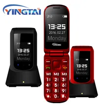 Carregador de mesa livre flip recurso telefone móvel yingtai t09 gsm grande botão de pressão dupla tela clamshell telefone celular mais velho