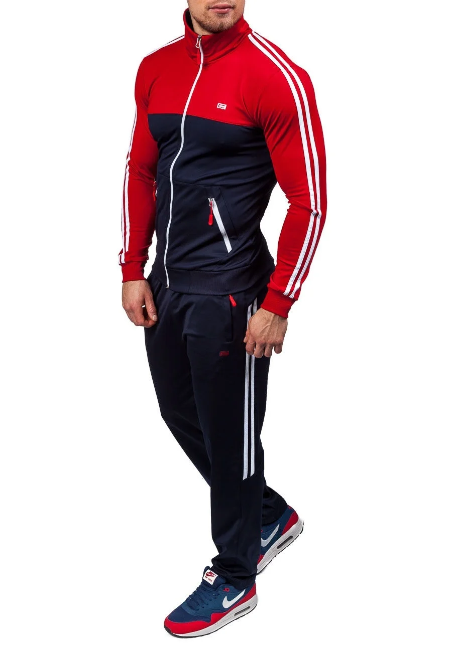 60% OFF ZOGAA mens tracksuit Russian classic style mens track suit set Red and white plus size S-XXXXL men clothes 2018 sweat suits men