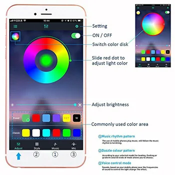 

Car LED strip Light Auto RGB Bar Under Glow App Control Double-sided tape