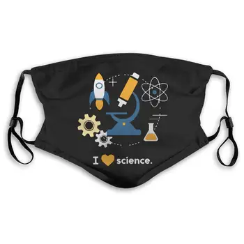 

I Love Science Mouth Cover Mask with PM2.5 Filters 5 Layers of Protection for Men and Women Black