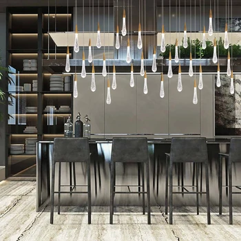 

Minimalist Loft Crystal Pendant Light Hanging Lamp Nordic Art and Creative Restaurant Light LED Water Drop Scandinavian Metal AC
